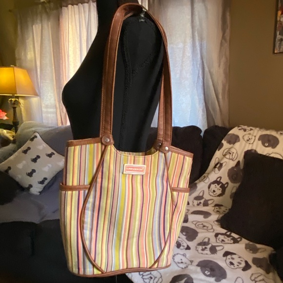 Longaberger Colorful Striped Tote Bag - Picture 1 of 4
